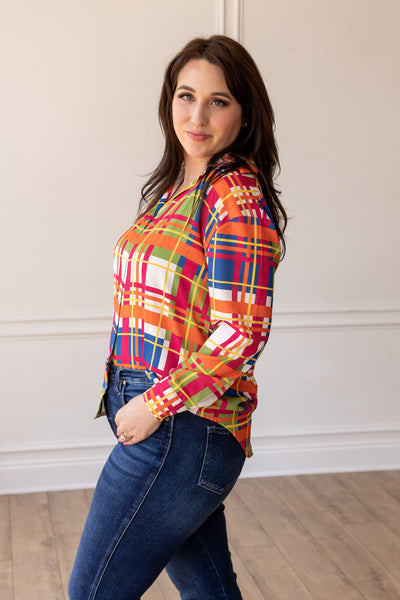 The Cathryn Multicolor Plaid Button Down Top
