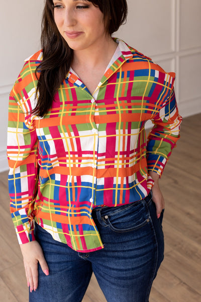 The Kathryn Multicolor Plaid Button Down Top
