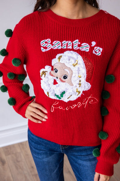 Red Knit Santa's Favorite Sweater