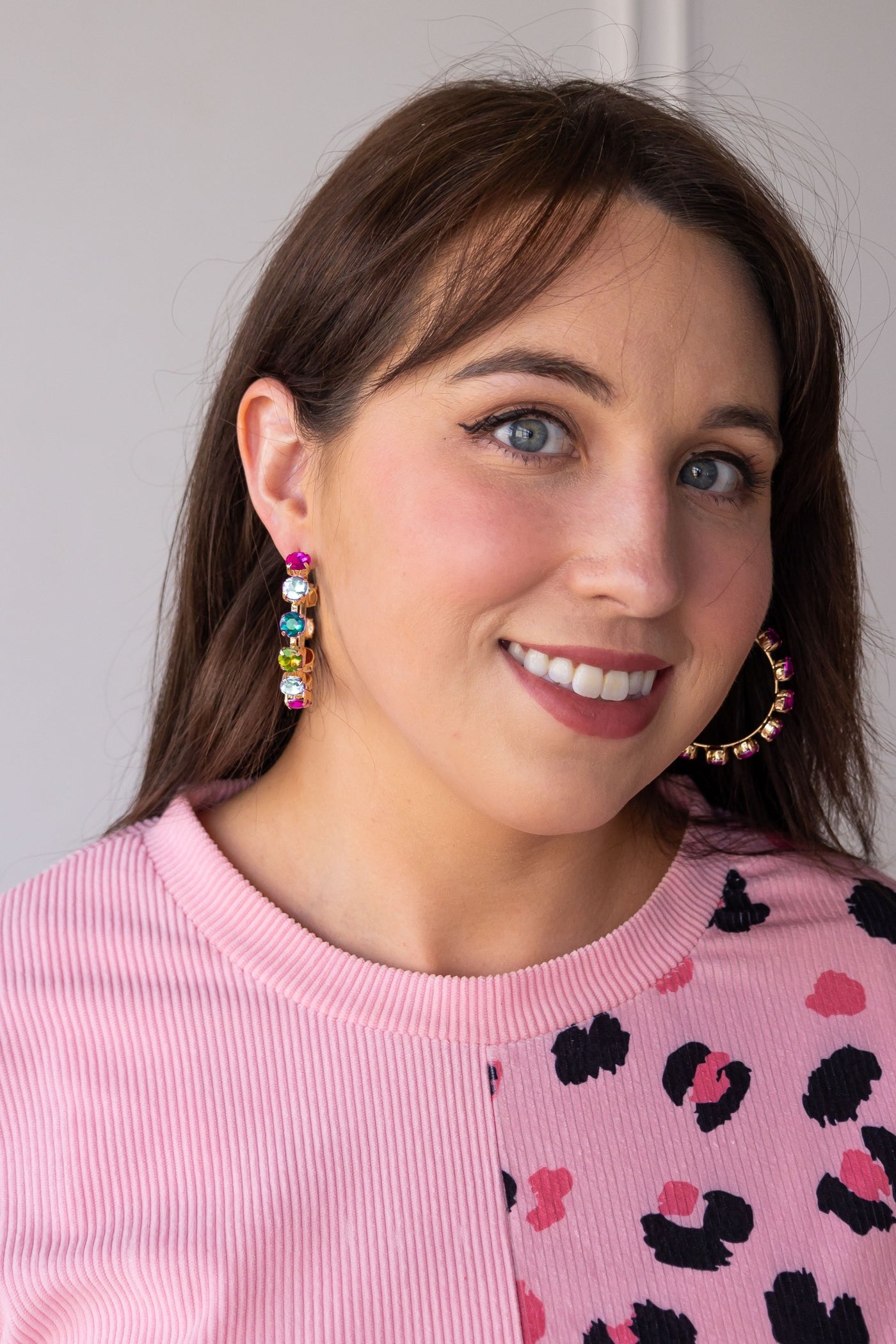 Gemstone Embrace Multi Color Crystal Hoop Earrings