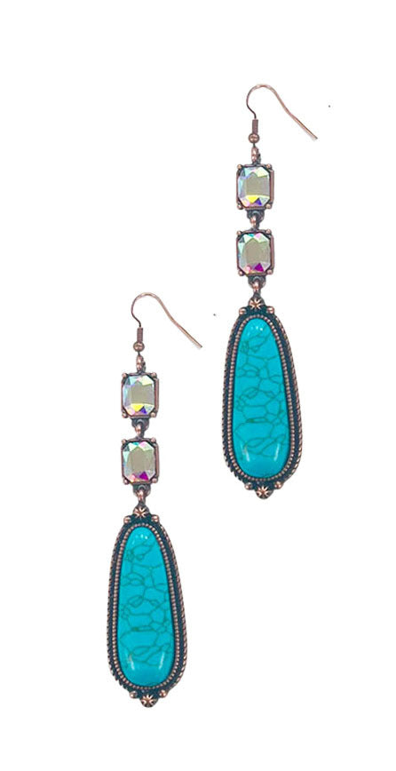 Crystal & Turquoise Teardrop Earrings