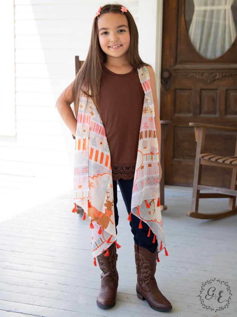 Girls' The Peachy Prancer Christmas Cover Up with Peach Tassels