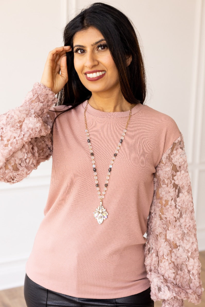 Beaded Chain wih Abstract Crystal Pendant