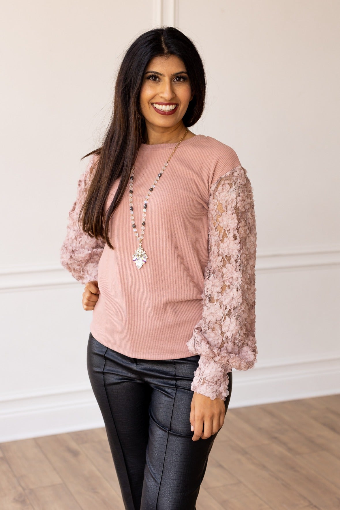 Beaded Chain wih Abstract Crystal Pendant