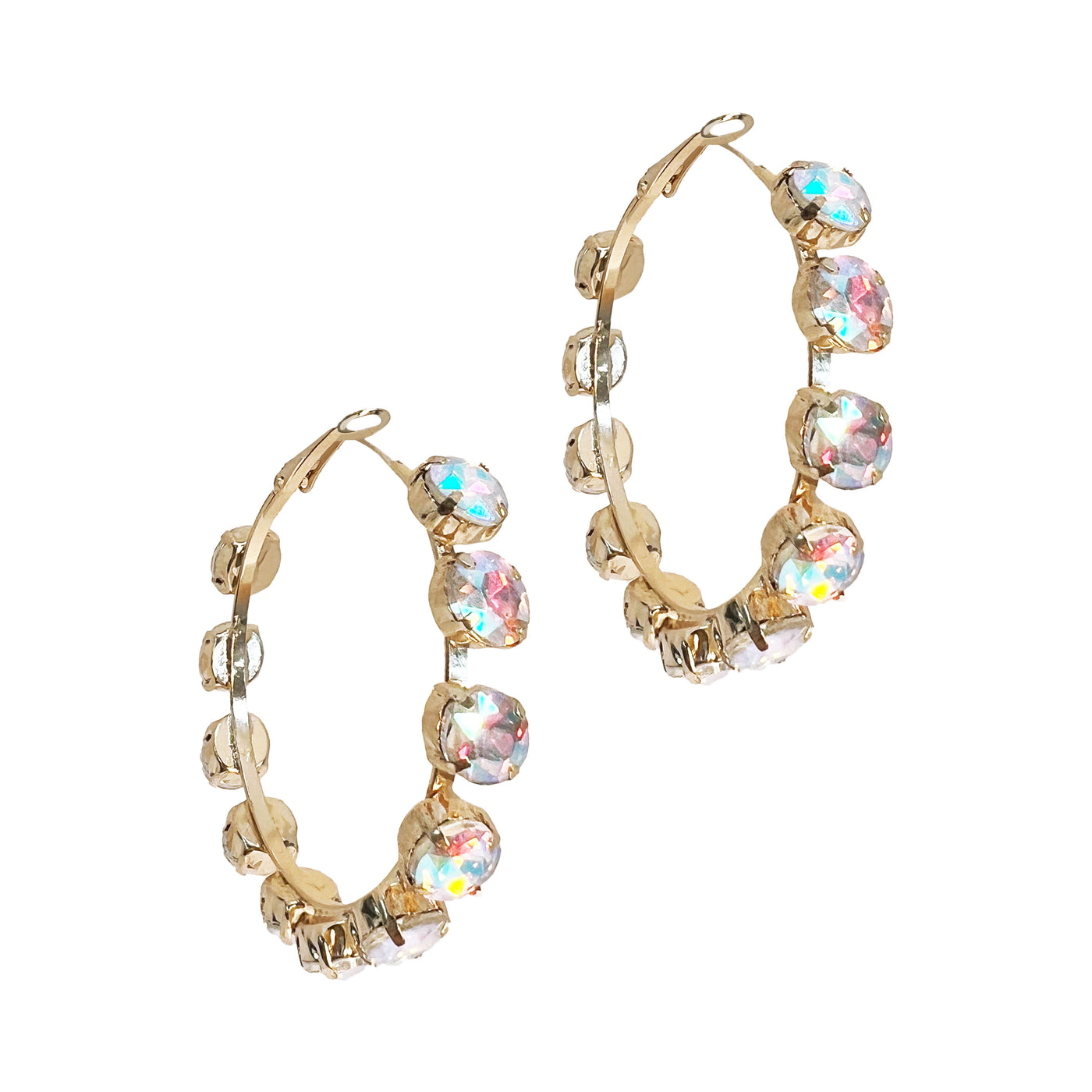 Gold Hoops with AB Stones