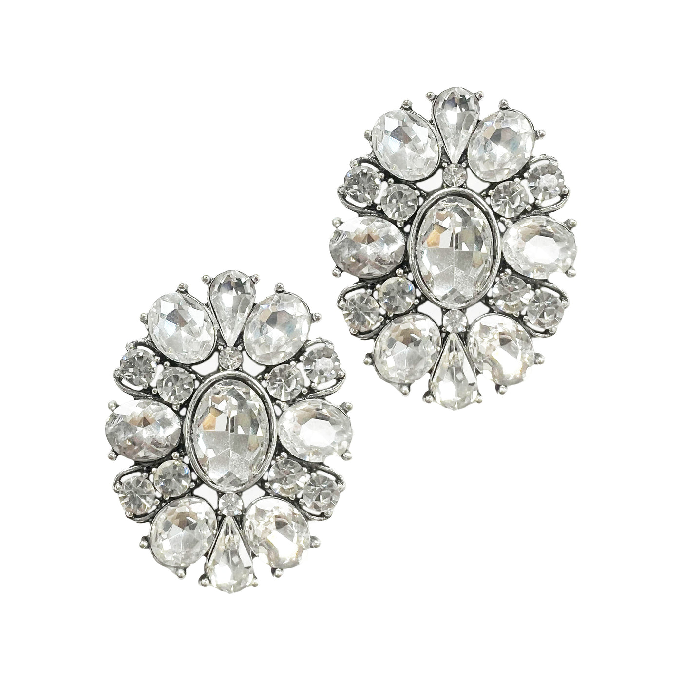 Southwestern Flower Studs with Clear Stones