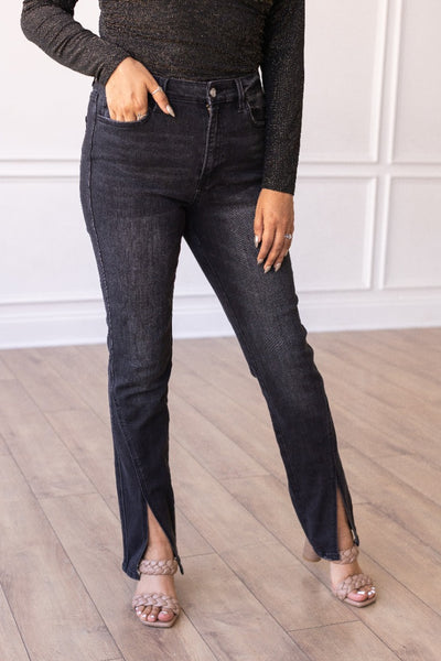 The Naomi Black Split Hem Skinny Jeans