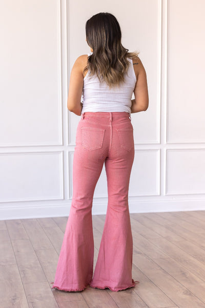 The Stacey Pink Denim Bell Bottoms