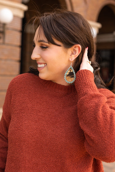 Teardrop Earrings, Cowhide