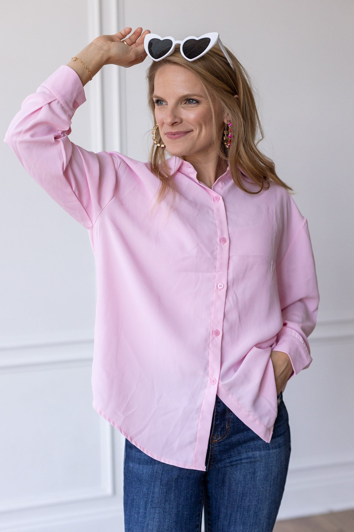 Kathryn Classic Button-Up, Light Pink