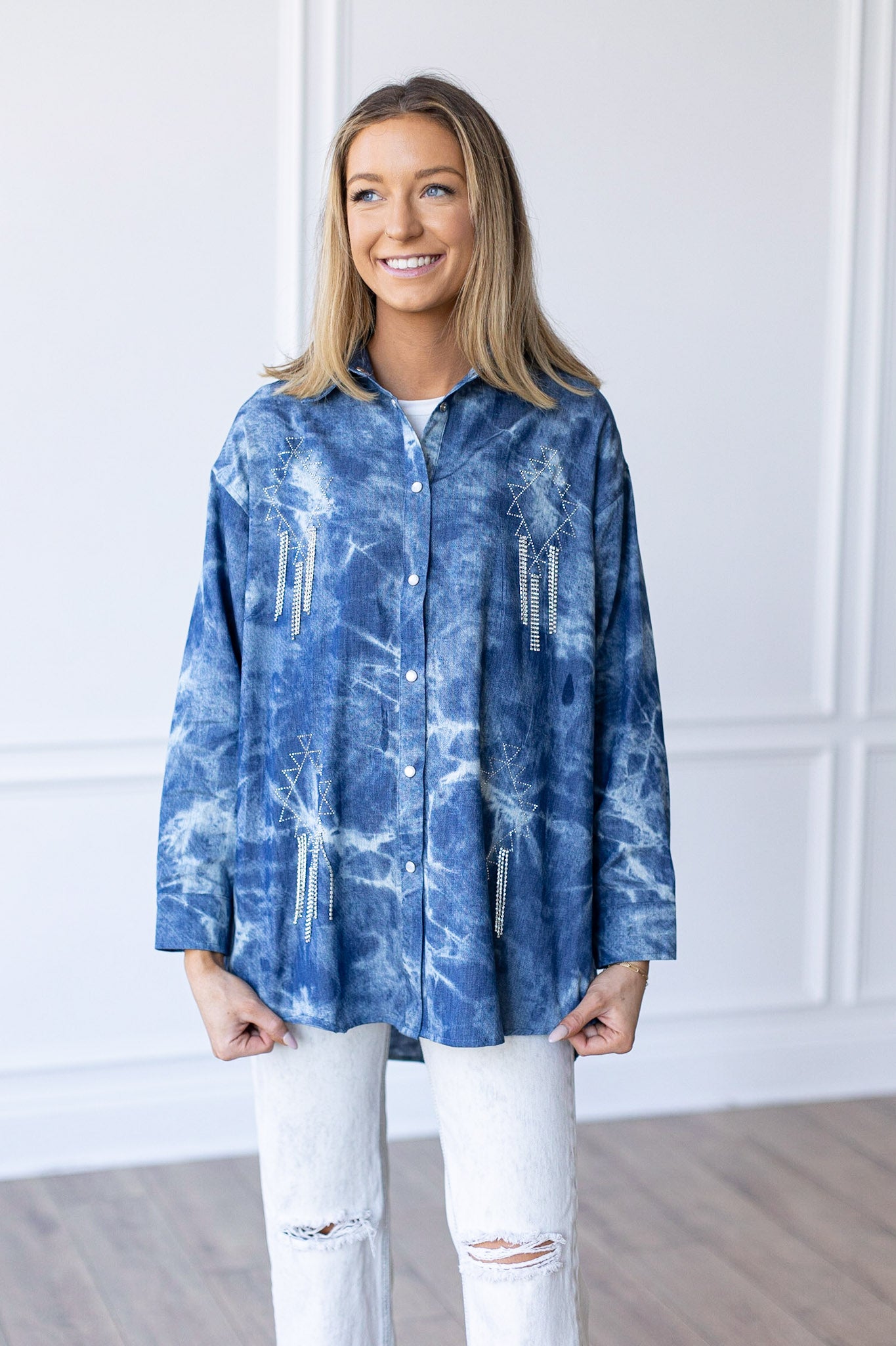 Sparkles and Spurs Western Denim Shirt