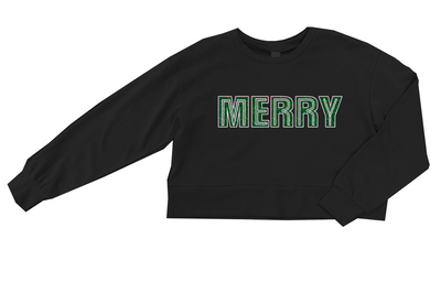 Merry on Black Crop Sweatshirt