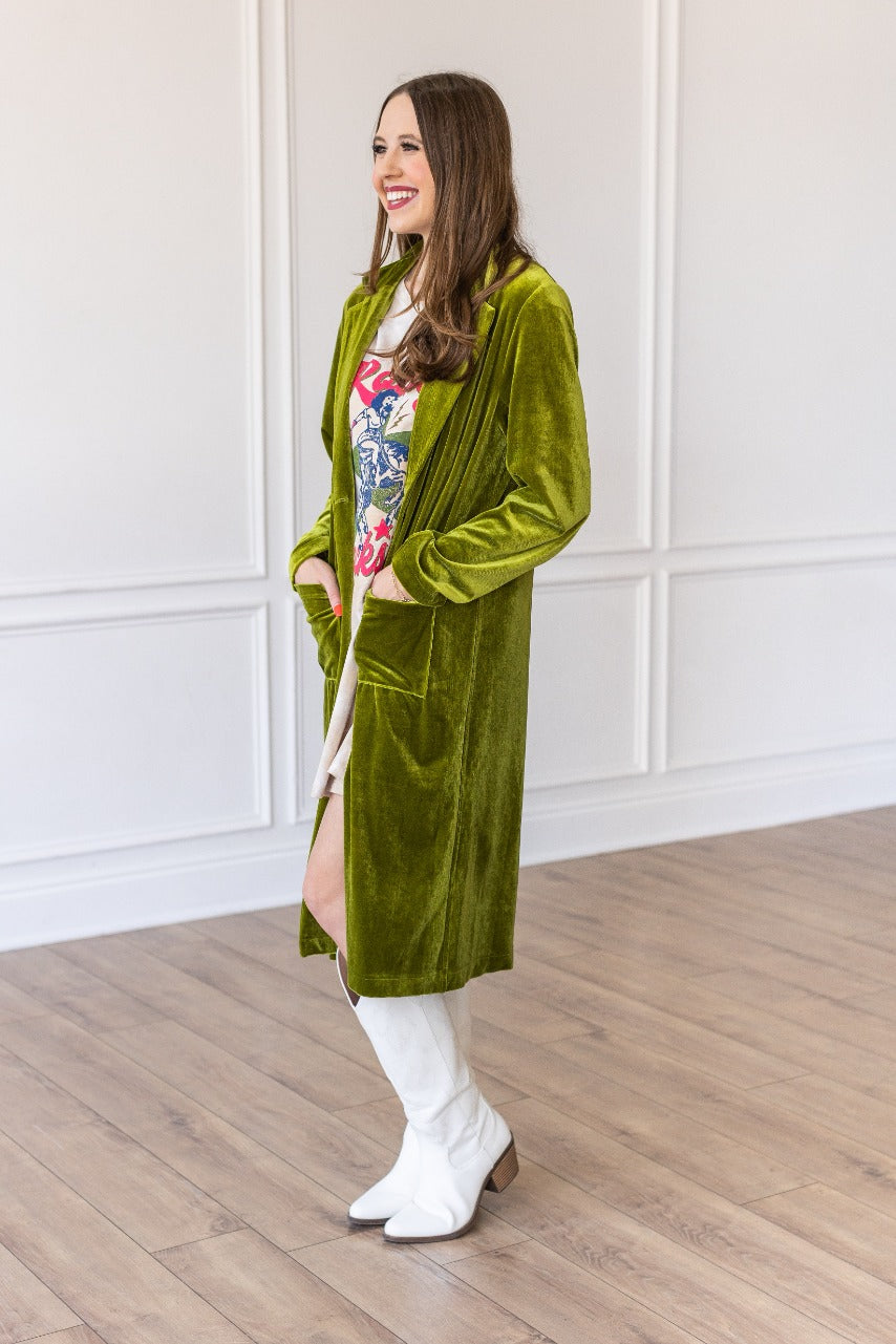 Hard Candy Velvet Jacket in Green