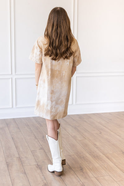 New Rodeo Rockstar on Adventuresome Beige Tie Dye T-Shirt Dress