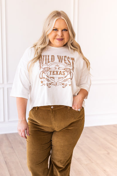 Wild West Texas on Perfect Company Boxy Crop in White.