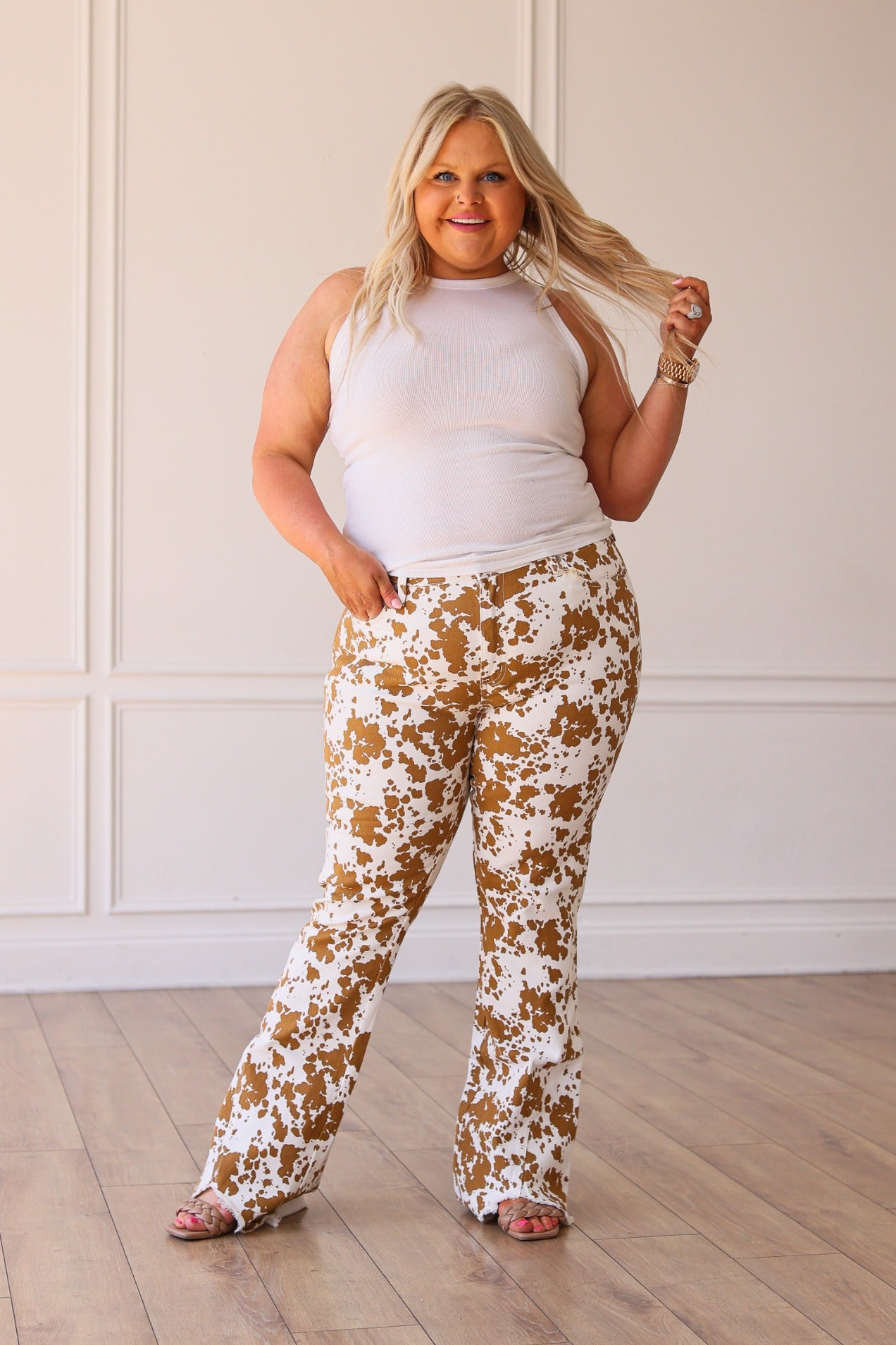 The Sadie Cowhide Flare With Fray Hem