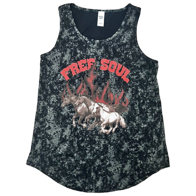 Free Soul Horses Black Acid Wash Tank