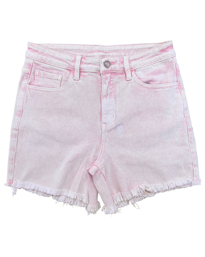 The Lola Pink Distress Denim Shorts