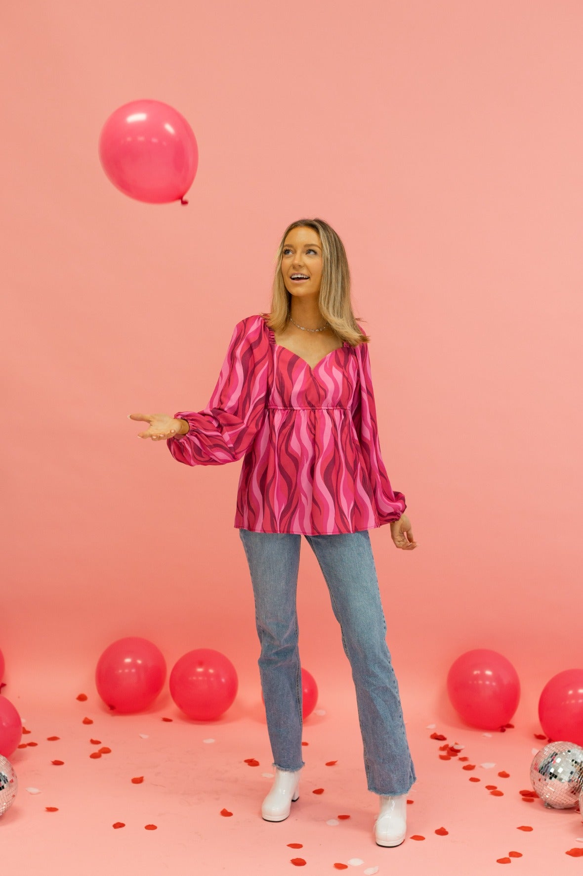 Flirty in Fuchsia Balloon-Sleeve Blouse