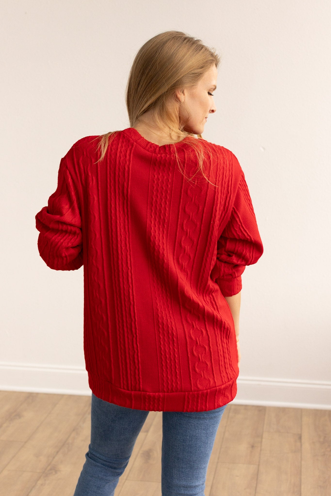 "Merry Christmas Y'all" on Red Knit Sweater