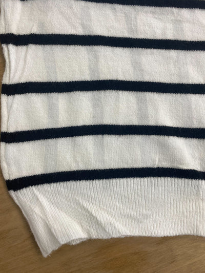 (AS IS) Black and White Stripe Quarter Zip Sweater