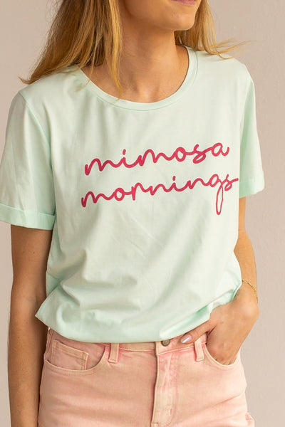 Mimosa Mornings On Mint Chocolate Chip-Mint Cuff Tee