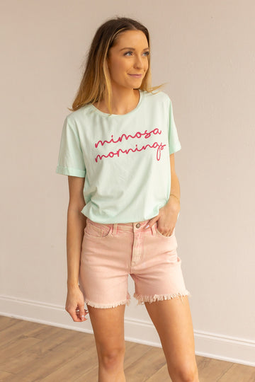 Mimosa Mornings On Mint Chocolate Chip-Mint Cuff Tee