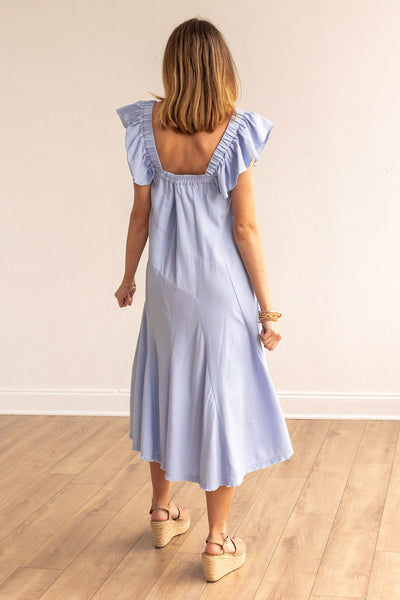 The Stella Blue Linen Versi Dress