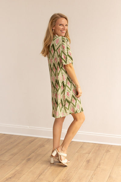 Geometric Grove Green Dress