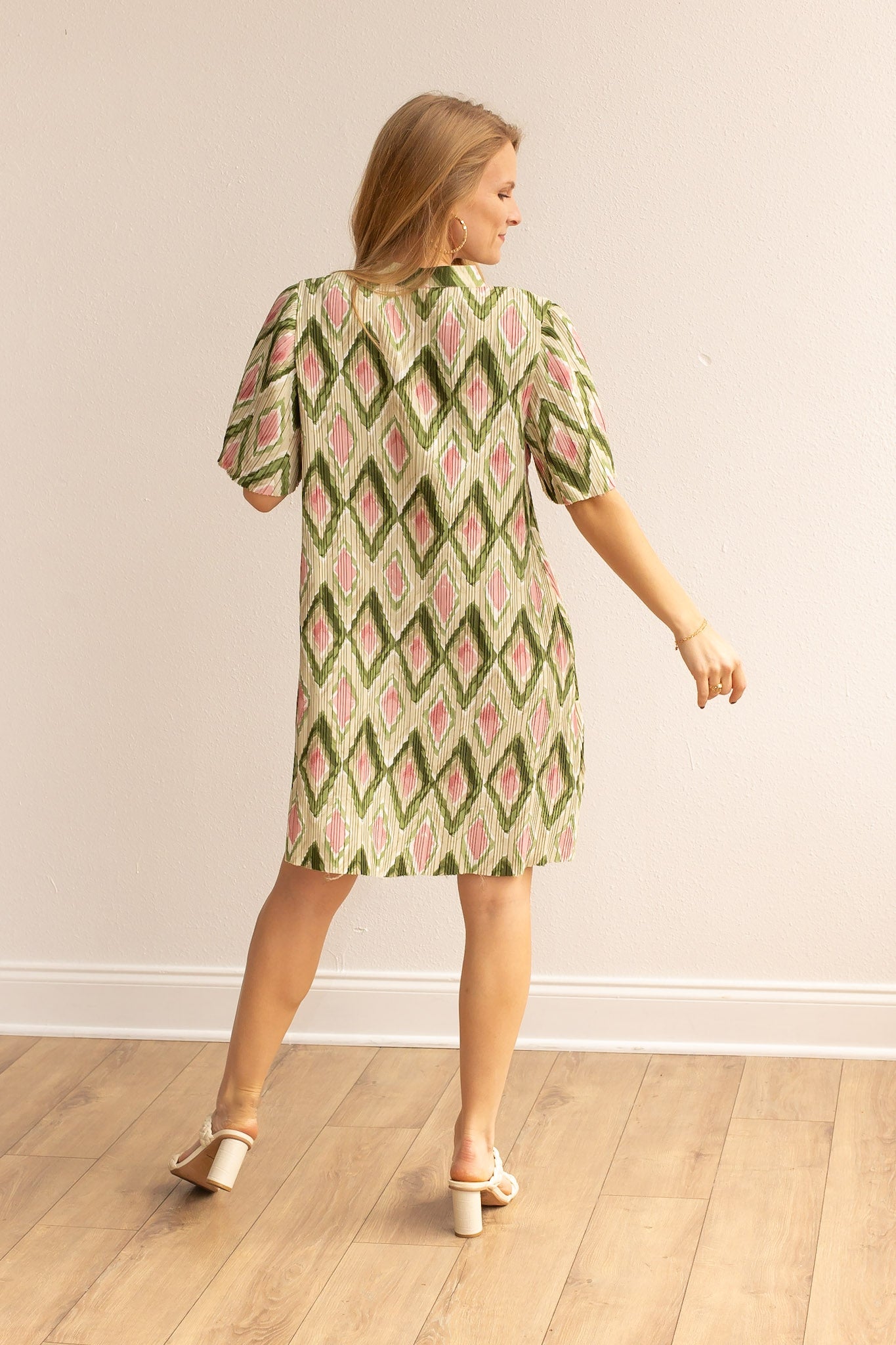 Geometric Grove Green Dress
