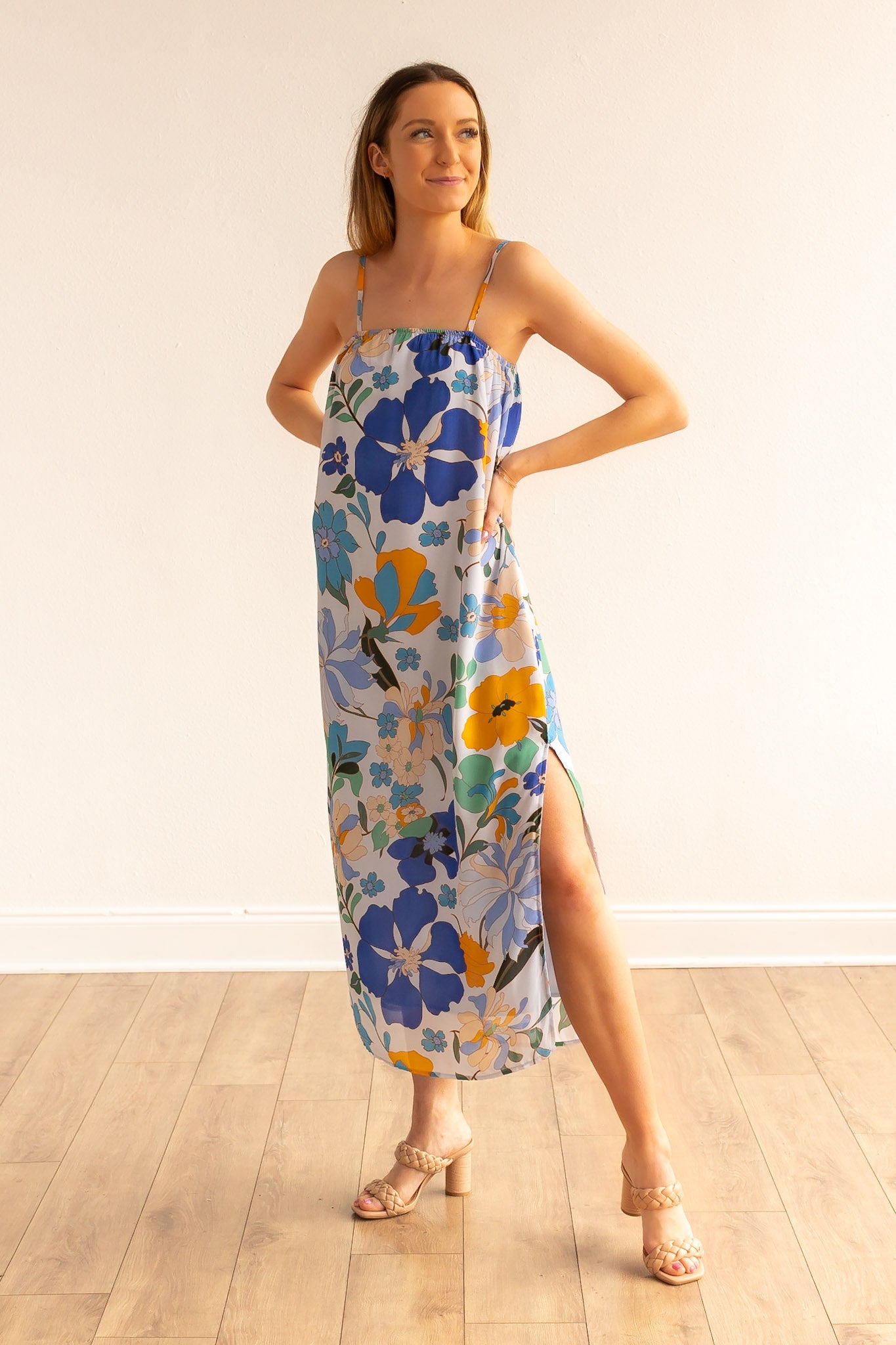 Blue Tropical Maxi Dress