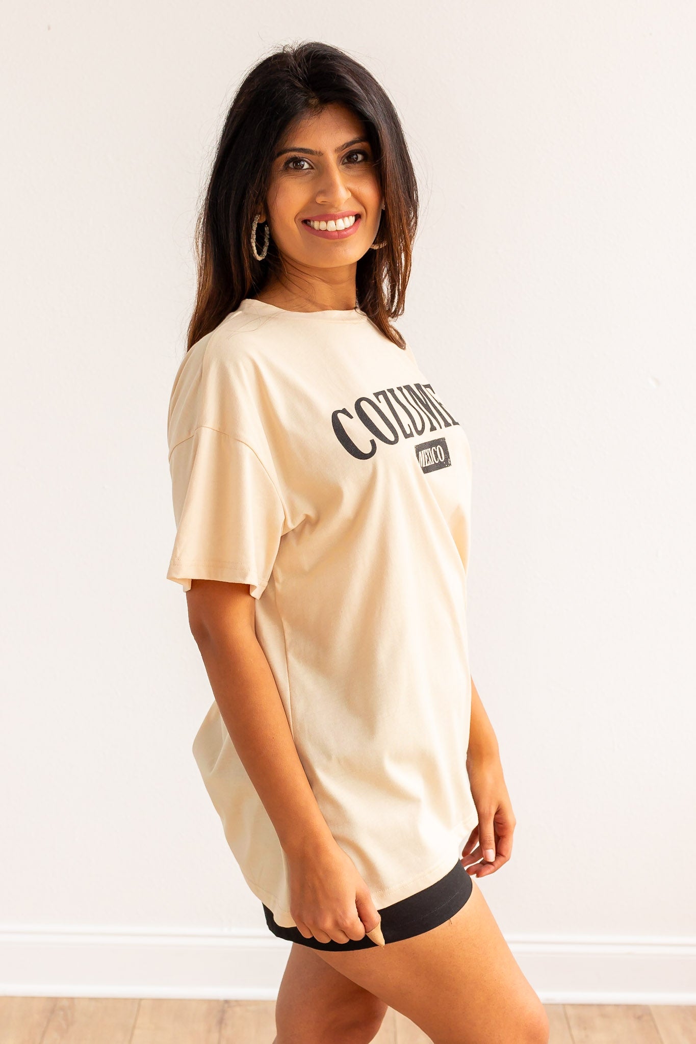 Tropical Vibes: Cozumel Mexico on Oversized Tee, Beige