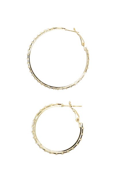 Medium, Golden Hoops with Rectangular Gems