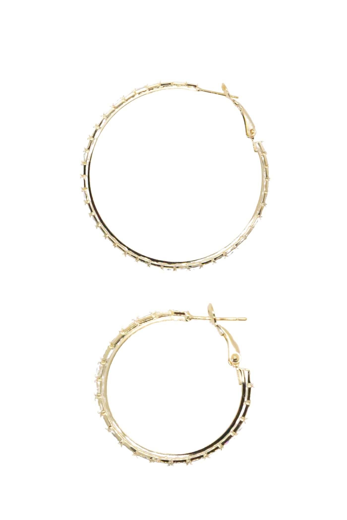 Large, Golden Hoops with Rectangular Gems