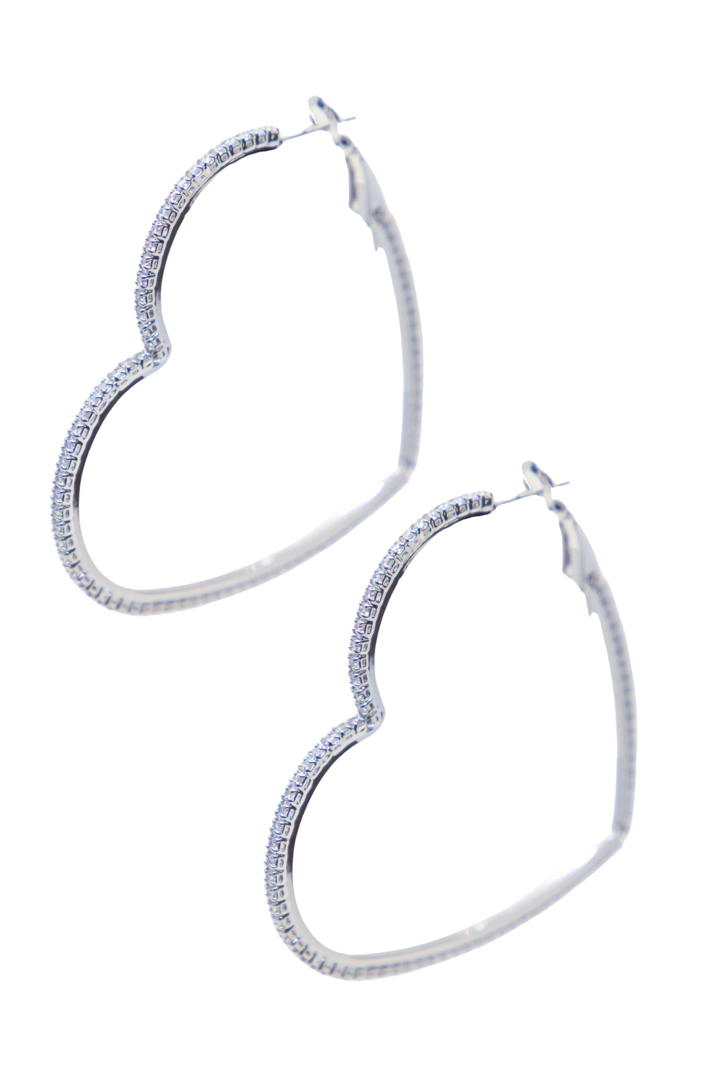 Passionate Embrace, Bold Heart-shaped Silver Earrings, Large