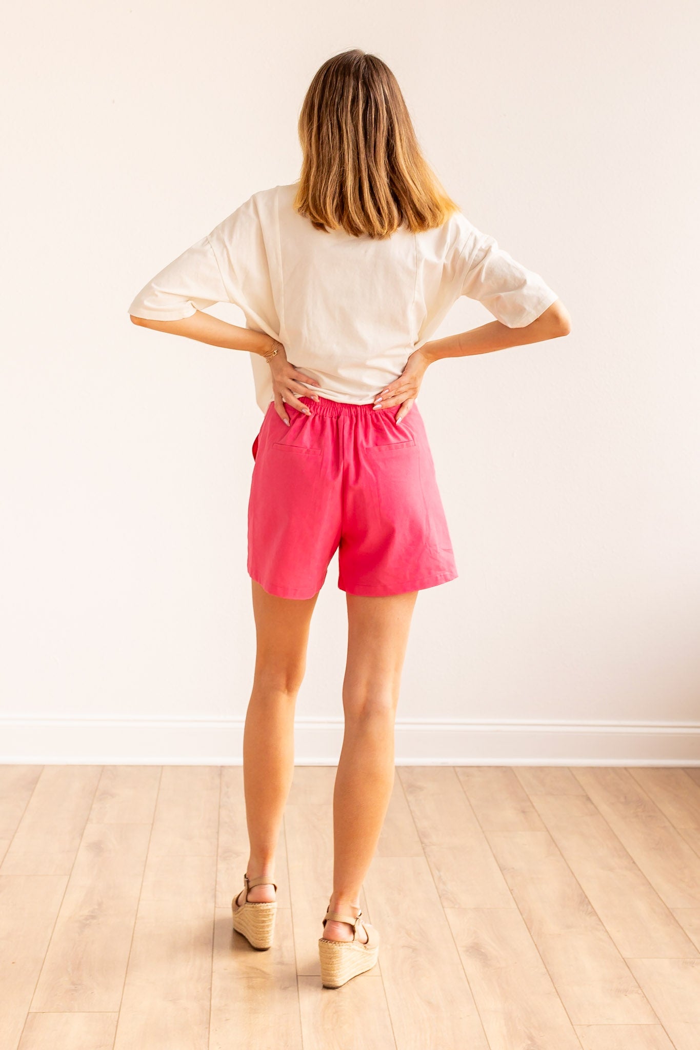 Linen Shorts, Pink