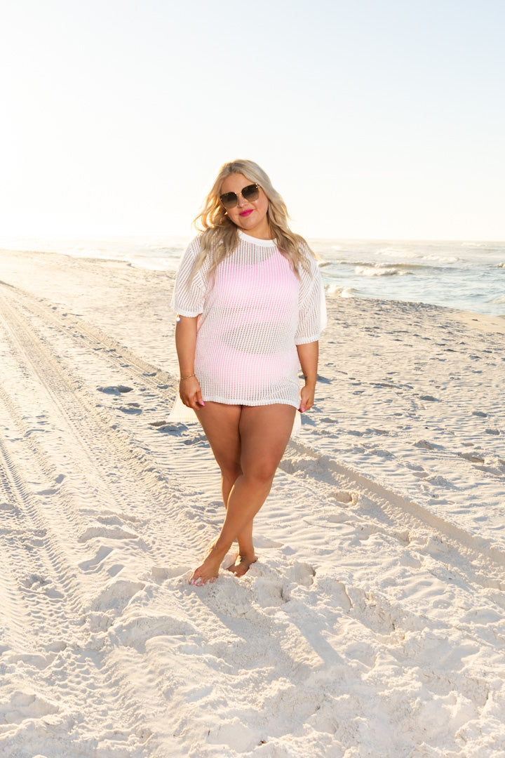 Summer Groove White Mesh Coverup