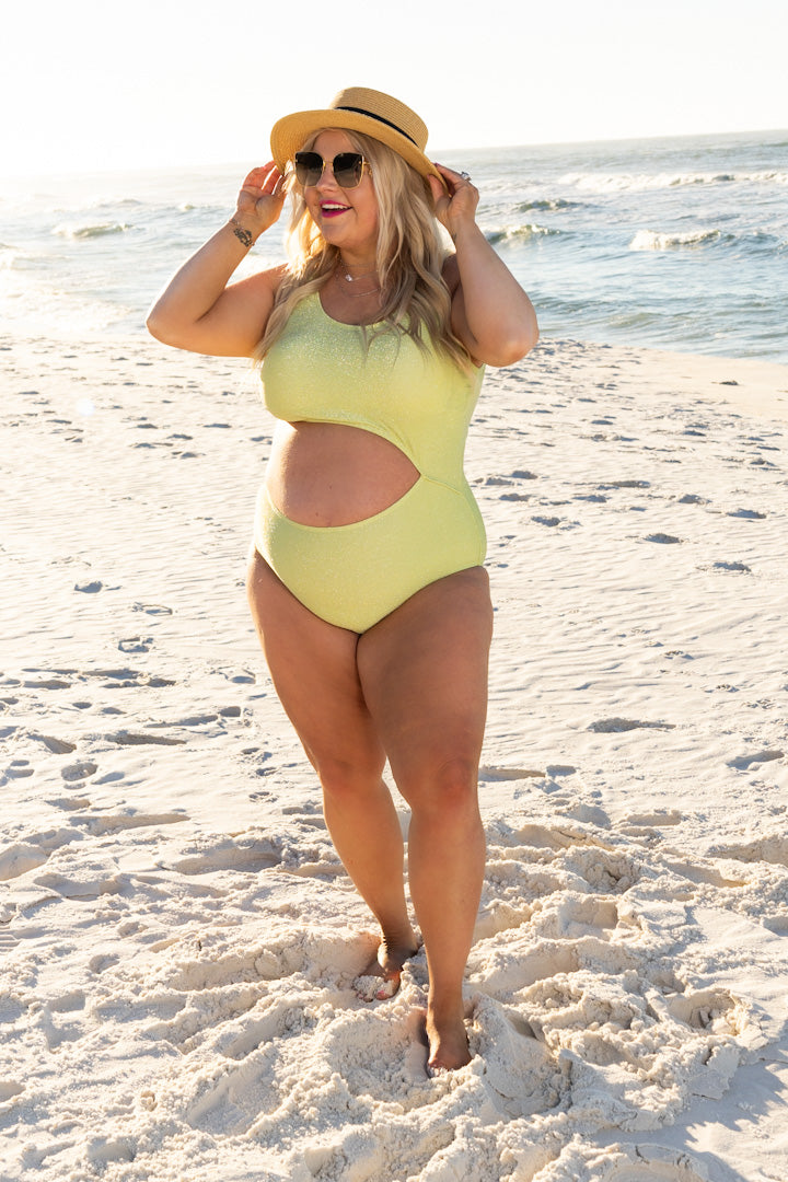 Green Shimmer Side Cut One Piece Swim – GRACE+EMMA®