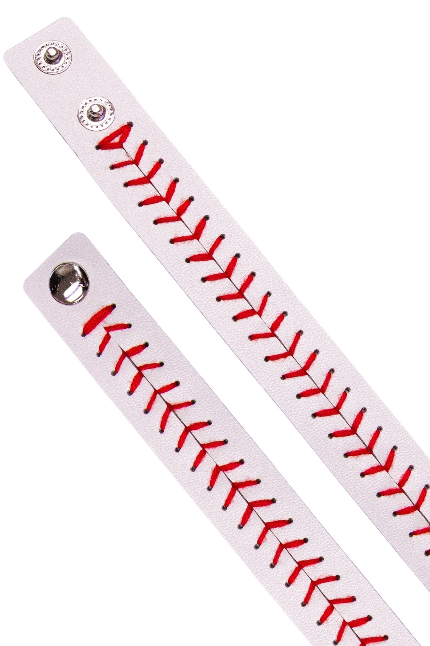 It's All About The Base White Red Baseball Snap Bracelet