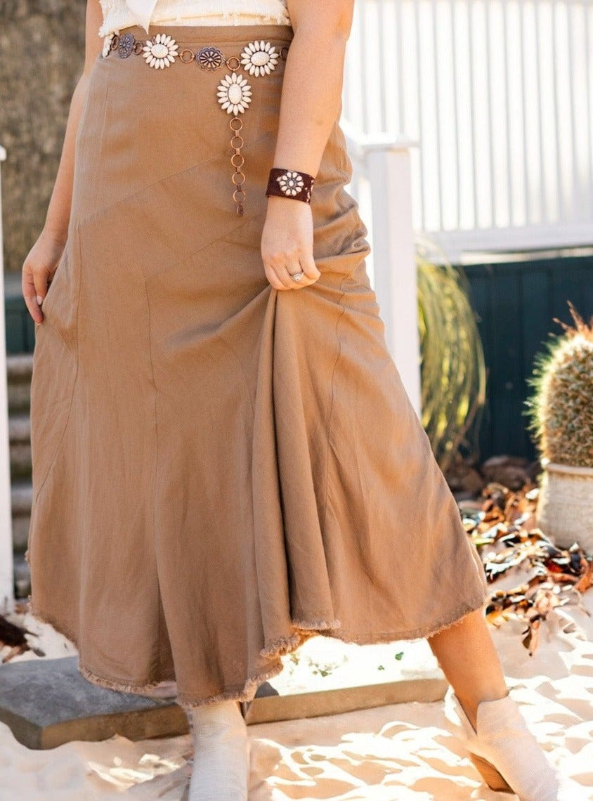 The Stella Brown Linen Versi Dress