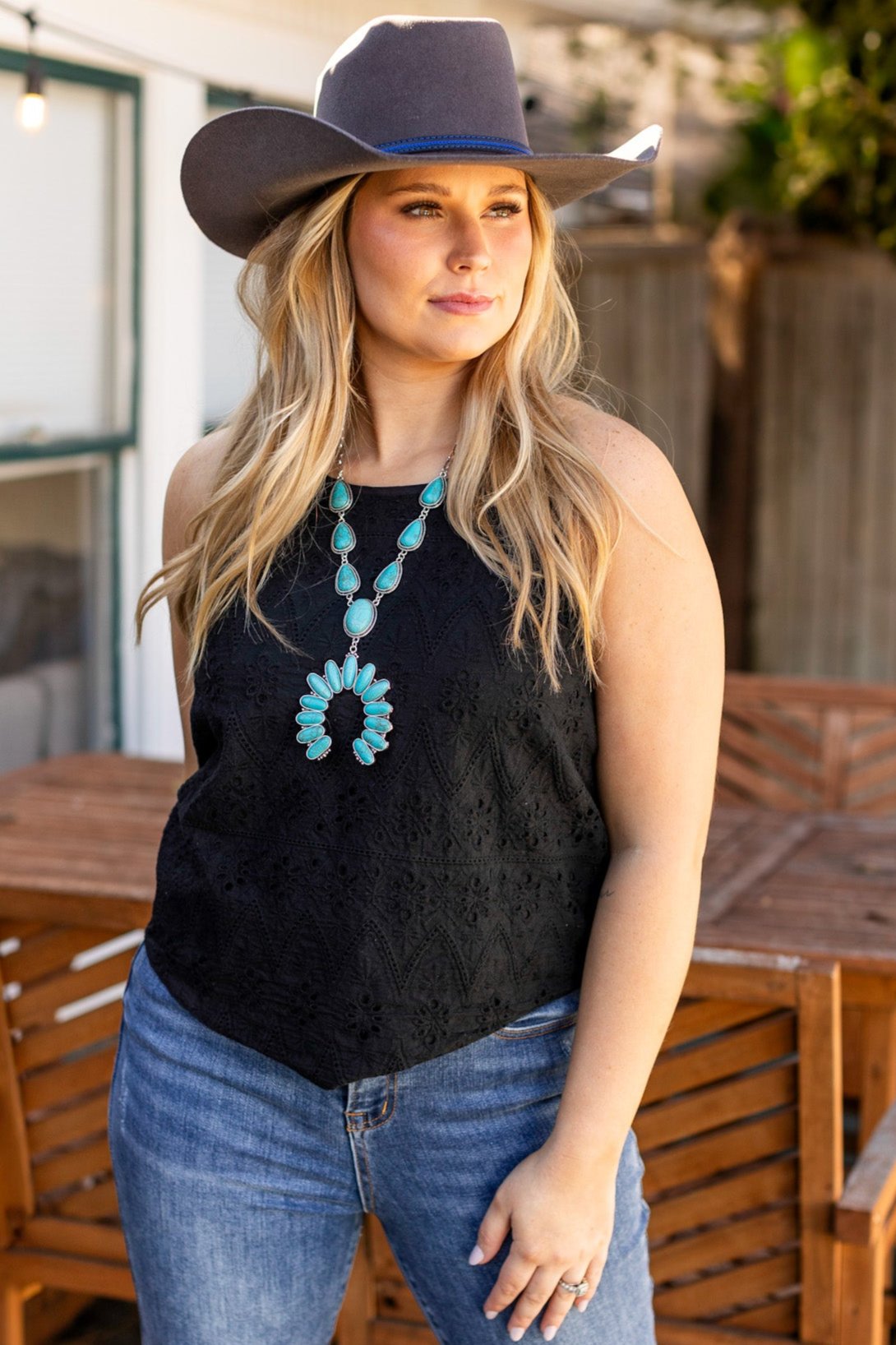 Yala Eyelet Tank, Black