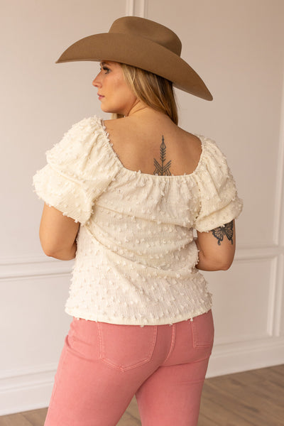 Textured Peasant Blouse, Ivory