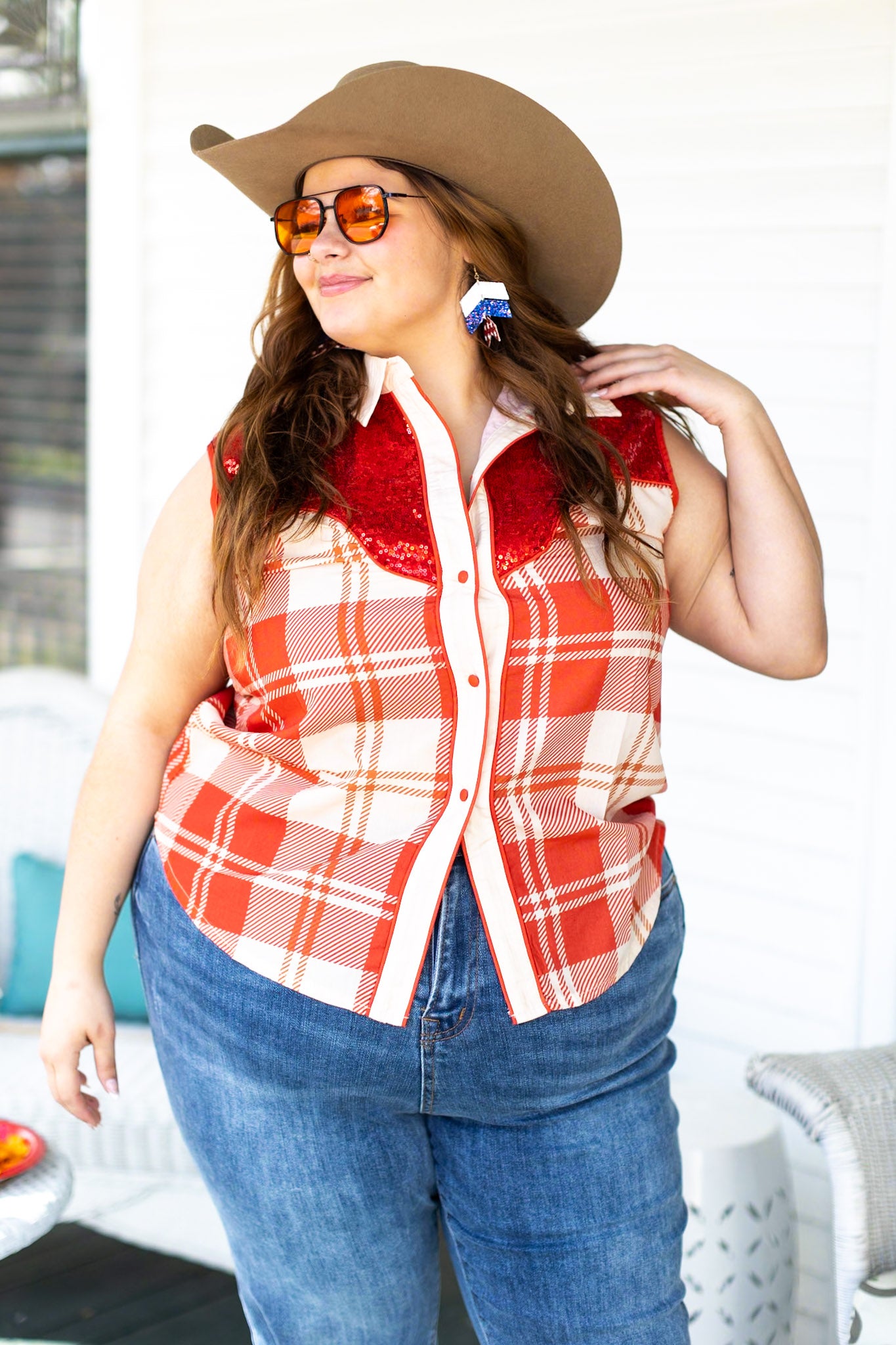 ‘Can I Get A Yee-Haw' Western Sleeveless Button-Up Shirt