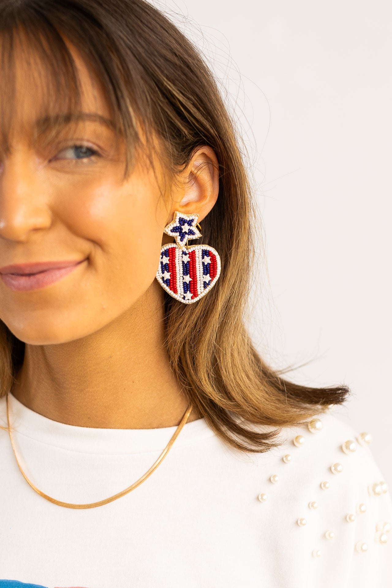 Independent Day Beaded Hearts Earrings