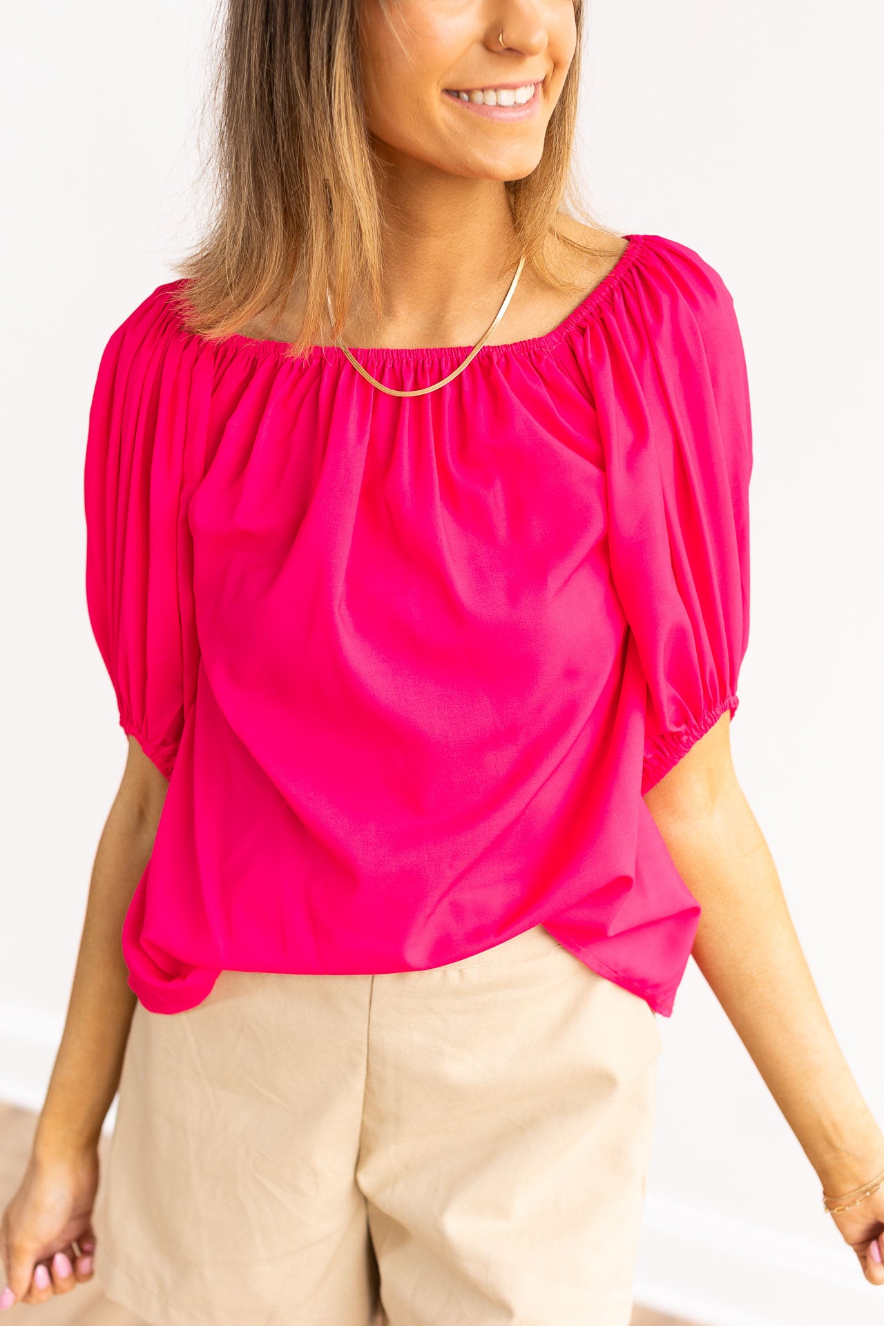 Azalea Off-Shoulder Top, Pink - styled look