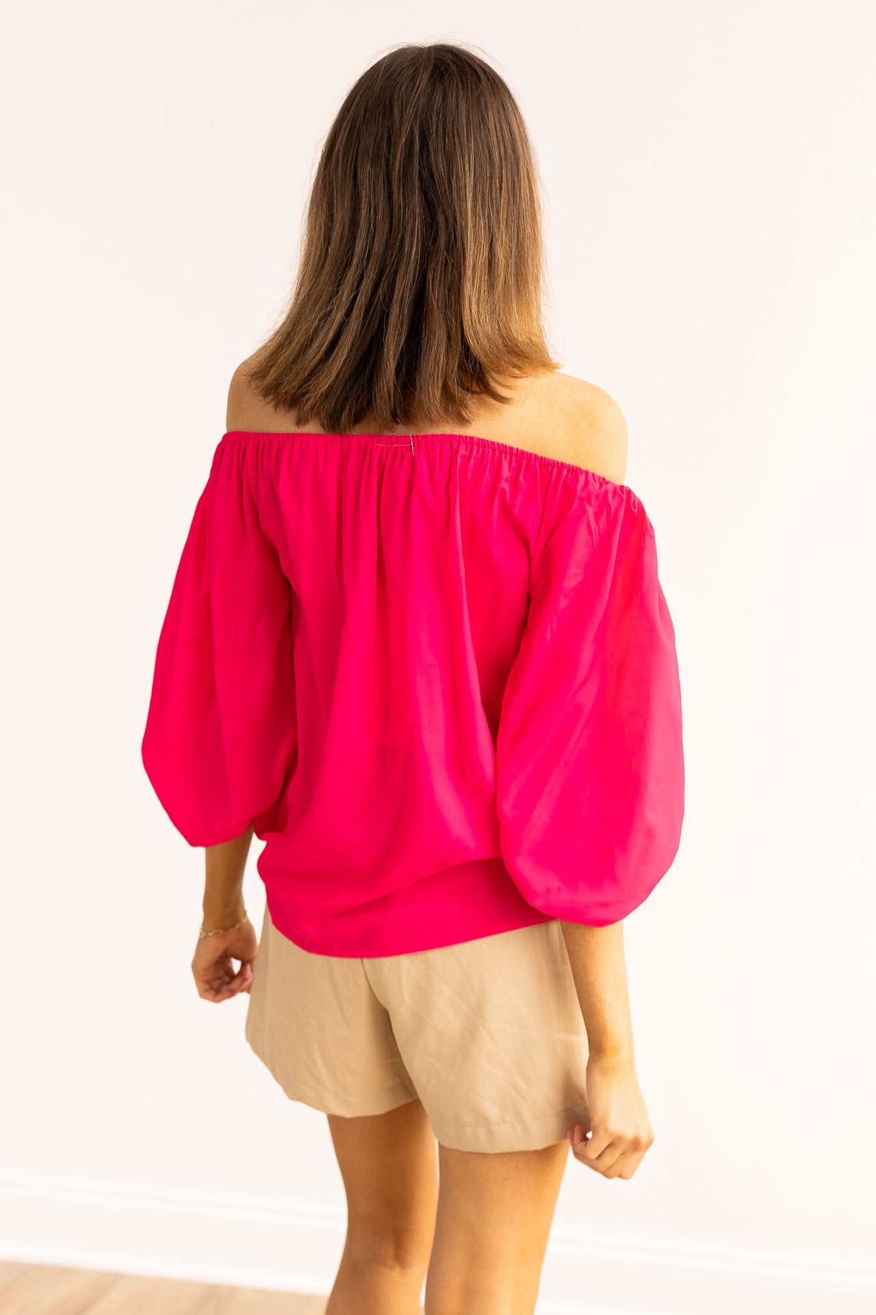 Azalea Off-Shoulder Top, Pink - fit detail