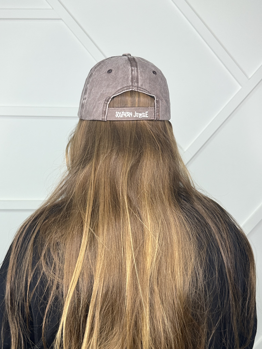 Distressed Tan, Brown and Coral Cap