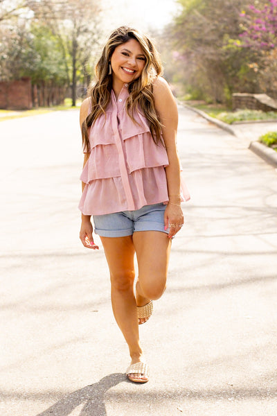 Andrea Blush Ruffle Blouse