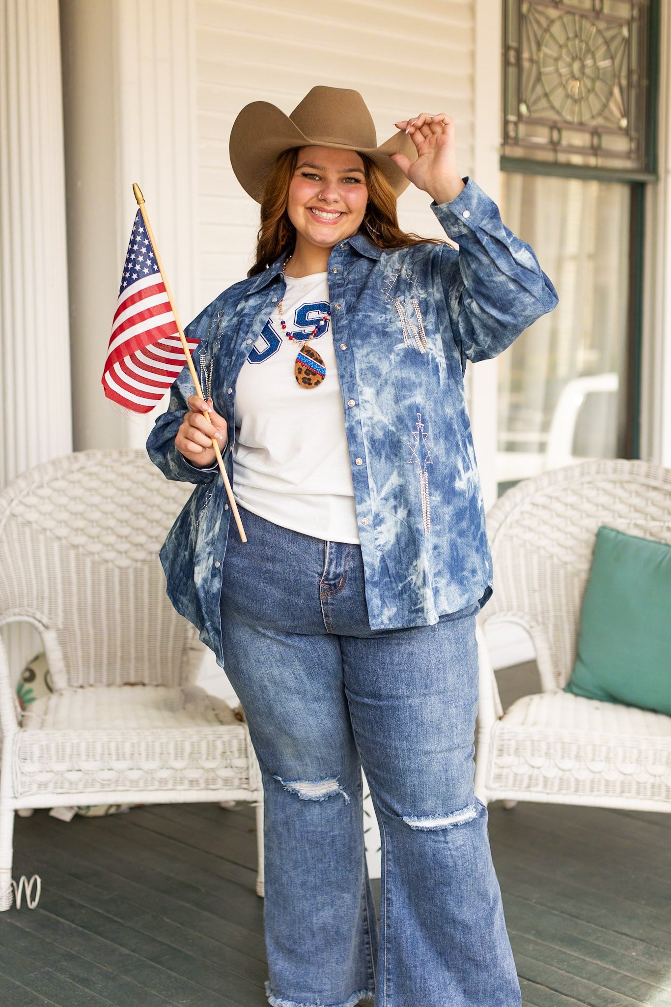Sparkles and Spurs Western Denim Shirt