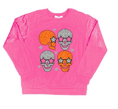 Shiny Skull Hot Pink Sweatshirt